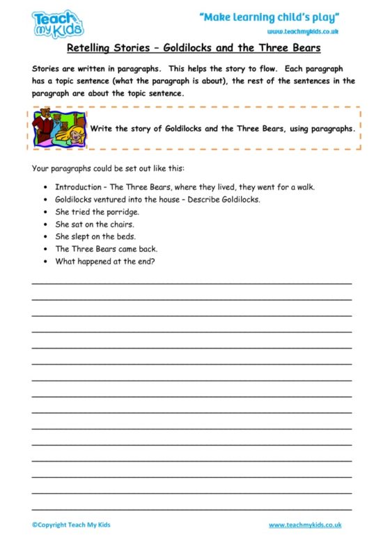 Worksheets for kids - retelling-stories-goldilocks-and-the-three-bears